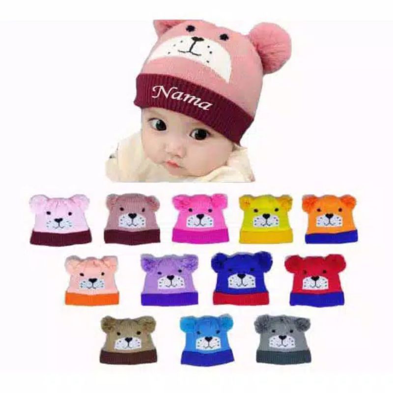 ฟรีเย็บปักถักร้อย Lion Character Baby Beanie/Name Beanie/Lion Pompom Beanie/Lion Baby Beanie