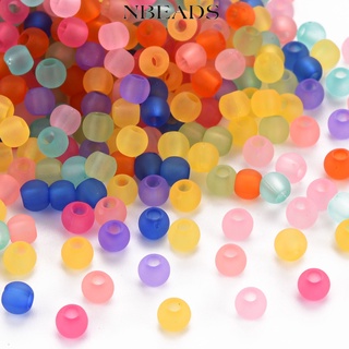 Nbeads ลูกปัดอะคริลิคใส ทรงกลม คละสี 4 มม. รู 1 6 มม. ประมาณ 1660 ชิ้น ต่อ 50 กรัม 50 กรัม