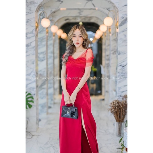 เดรสราตรียาว ชุดออกงาน ชุดงานแต่ง ผ้าเงาซาร่า #dressสวยๆ