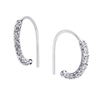 SILVER THAI Silver Preciosa Crystal Half Hoop Earrings ต่างหูเงินแท้925แบบครึ่งห่วงใส่เพรชล้อม