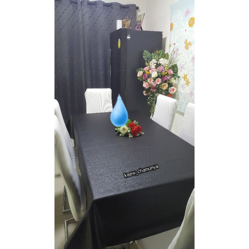 #ผ้าปูโต๊ะอาหาร PVC สีดำ ขนาด 1m x 1.4m ทำความสะอาดง่าย กันน้ำ 100% กันร้อนได้ดี ใช้งานได้เอนกประสงค์