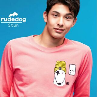 [100% Cotton] Rudedog เสื้อยืดแขนยาวชาย/หญิง สกรีนลายตรงอก N02