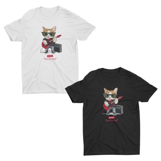 AIDEER Cat Collection เสื้อสกรีนลายแมว มีทั้งสีขาวและสีดำ Born ROCKSTARSize S-5XL