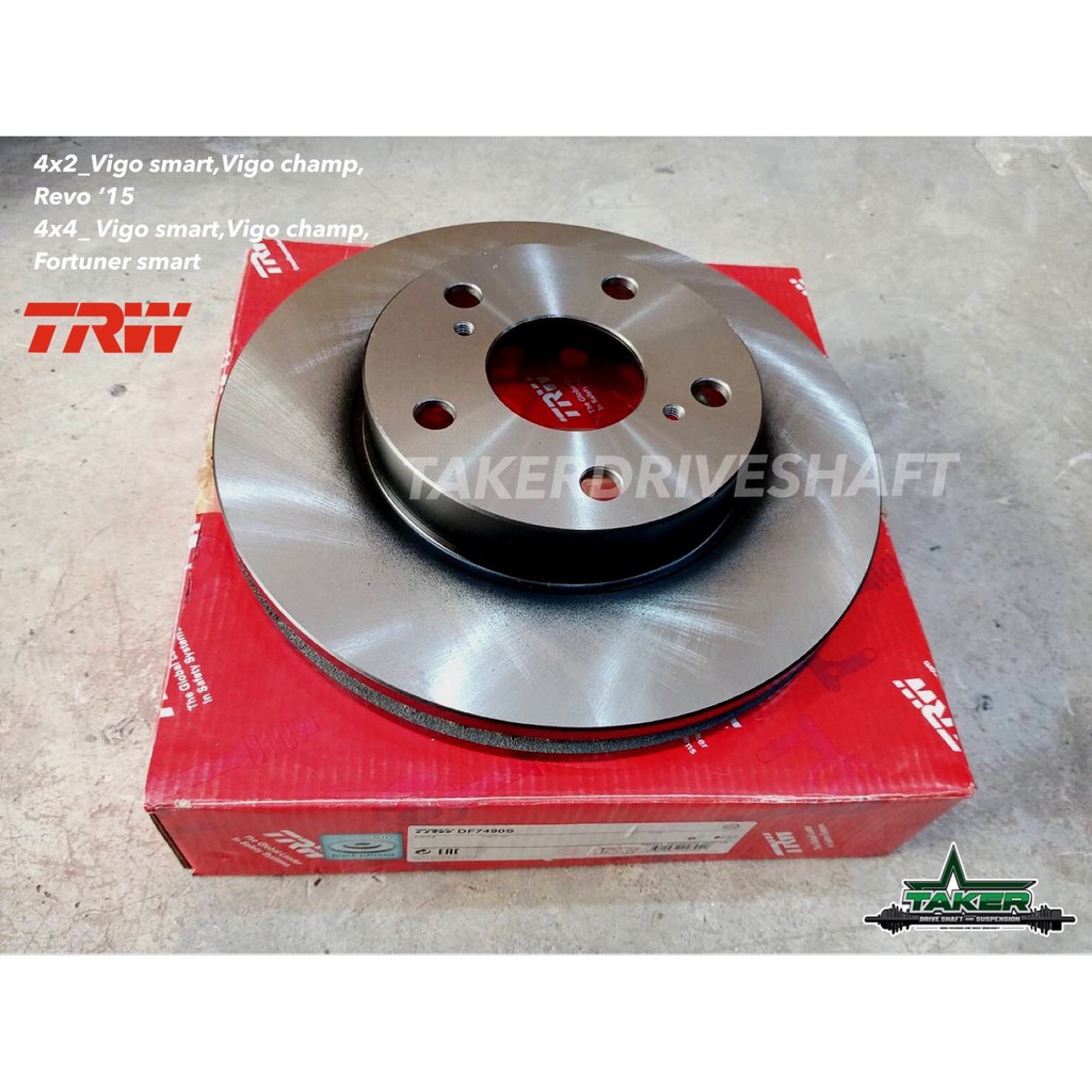 จานเบรค TRW ด้านหน้าแท้ DF7490S สำหรับรถToyota Vigo Smart 2wd ปี08-11/Vigo Champ 2wd ปี11ขึ้นไป/Revo