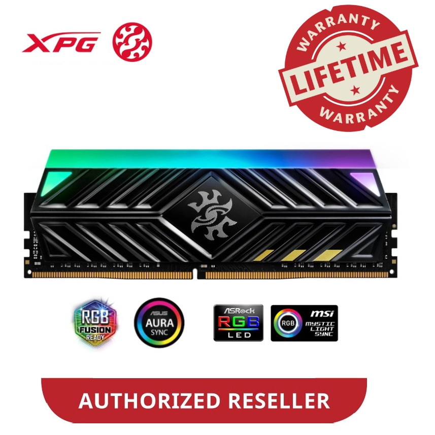 XPG Spectrix D41 RGB 8GB DDR4 RAM ( GREY HEATSINK ) 2666MHz / 3000MHz / 3200MHz / 3600MHz
