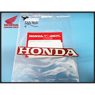 HONDA (110 mm.) T4 STICKER  "GENUINE PARTS" "WHITE" &amp; "RED"  // สติ๊กเกอร์ Honda แท้ ตัวหนังสือสีขาวบนพื้นแดง