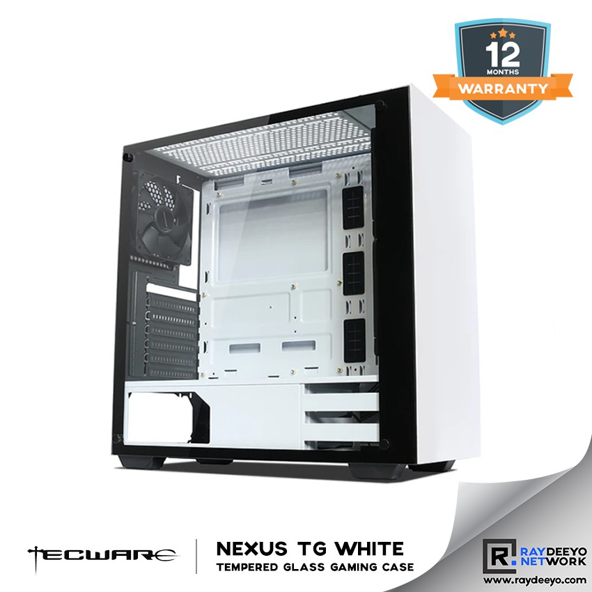 Tecware NEXUS TG (สีขาว) กระจกนิรภัย ATX เคสเกมมิ่ง [ATX, Matx, Mini-ITX]
