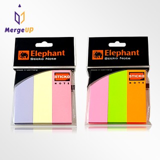 [แพ็ค 3 ชิ้น] กระดาษโน๊ต กาวในตัว ตราช้าง Elephant ขนาด 1x3 นิ้ว สีพาสเทล สีนีออน Sticky Note