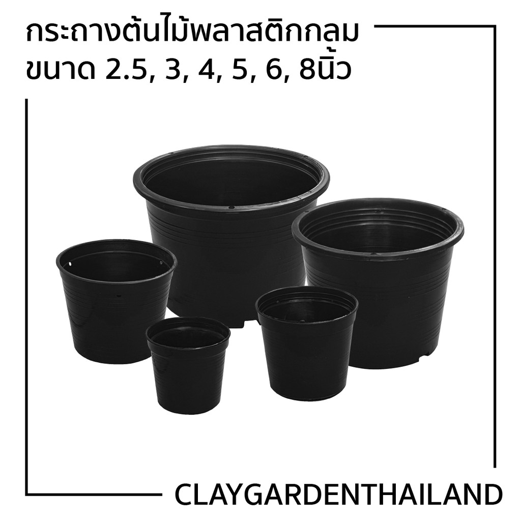 กระถางพลาสติก แพ็ค10ใบ กระถางต้นไม้ ขนาด 2.5, 3, 4, 5, 6 นิ้ว