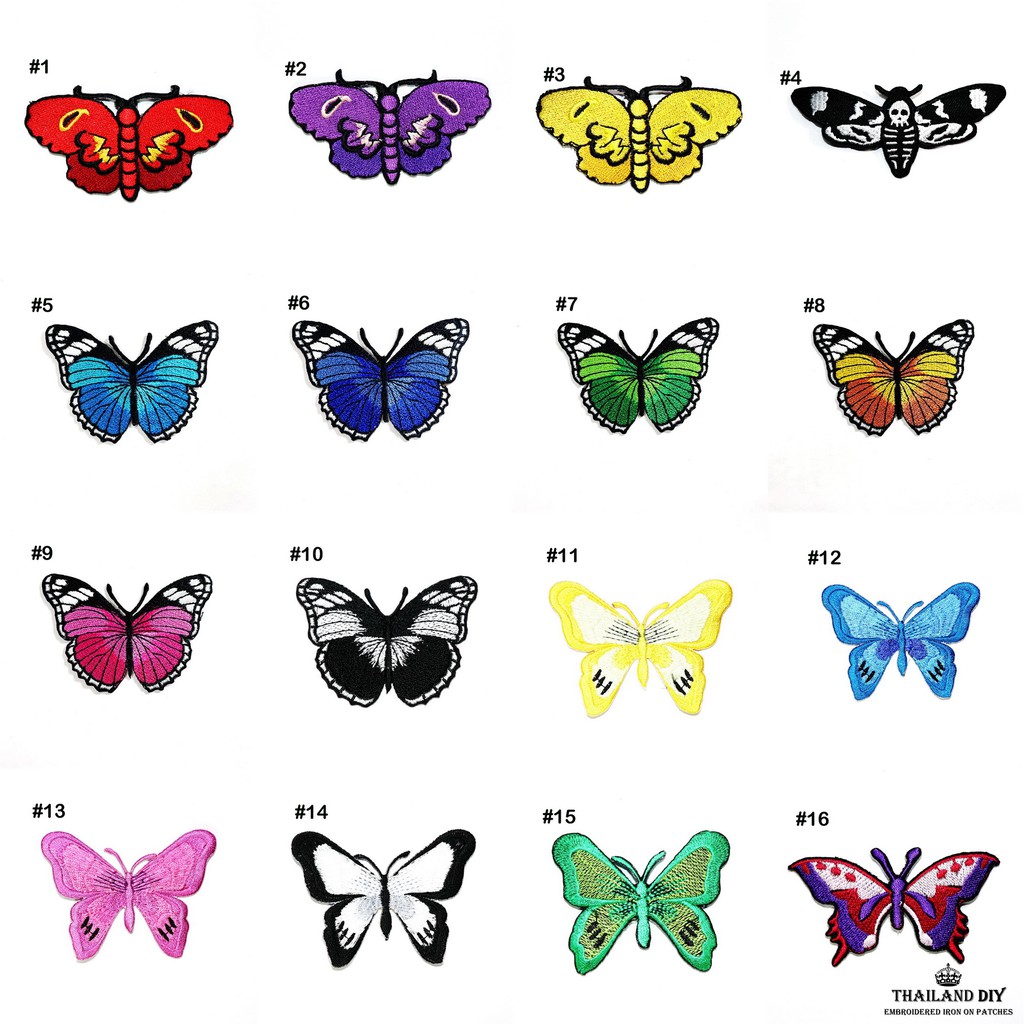 ตัวรีดผีเสื้อ ตัวรีดติดผ้า 7 - 7.5 cm x 4.5 - 5 cm หลากสี BUTTERFLY PATCH ตัวรีดติดเสื้อ ตัวรีด ผีเสื้อ อาร์มติดเสื้อ