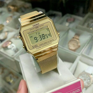 CASIO นาฬิกาข้อมือ สายสแตนเลส สีทอง รุ่น A700,A700WMG,A700WMG-9A,A700WMG-9ADF