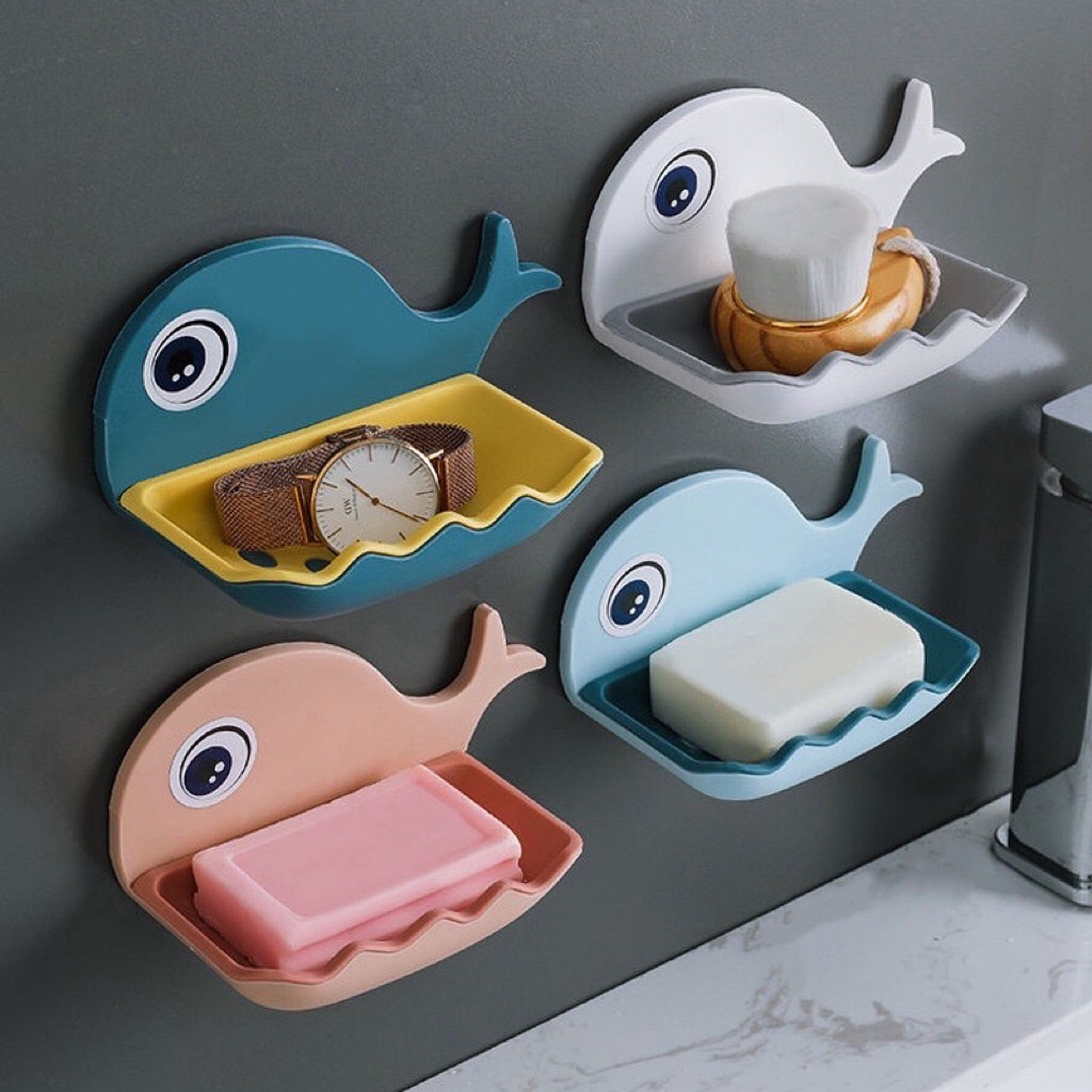 DEMA ที่วางสบู่ปลาโลมา ชั้นวางสบู่ติดผนัง ใช้วางสบู่ก้อน ไม่ต้องเจาะรู