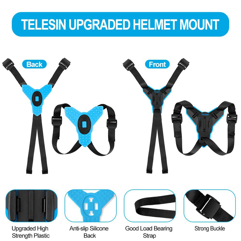TELESIN สายรัดหมวกกันน็อก(สีฟ้า)