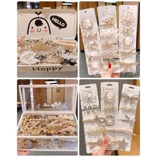 👑(ยกแพ็ค 1 โหล 12 ชิ้น)​👑กิ๊บประดับมุก​ ประดับเพชรสไตส์เกาหลี วิบวับสุดๆ👑