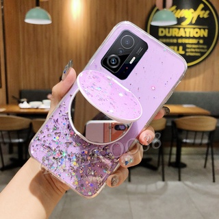 เคสโทรศัพท์ Xiaomi Mi 11T / 11T Pro / Mi 11 / Mi 11 Lite / Mi 11 Lite 5G NE 2021 New Phone Case Fashion Makeup Mirror Stand Softcase Bling Silicone Clear Back Cover เคส Mi 11T 11TPro 11Lite 5GNE Casing