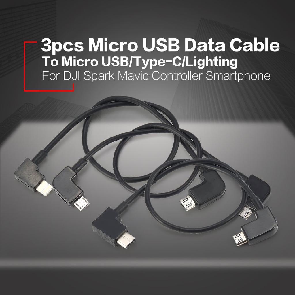Micro USB to Lighting/Type C/Micro USB Data Cable For DJI Spark Mavic Control