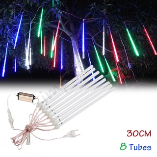 8 ชิ้น/เซ็ต 30 เซนติเมตรกลวงไฟ LED ฝนดาวตกหลอดไฟแท่งไฟกลางแจ้ง 30cm 8 Tubes Meteor Shower Rain Light stick Waterproof SP