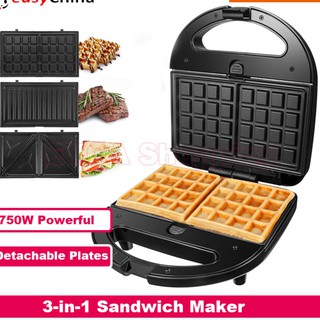 🔥เครื่องปิ้งขนมปัง 3in1SandwichMakerWaffleSteakPaniniBreakfastToaster