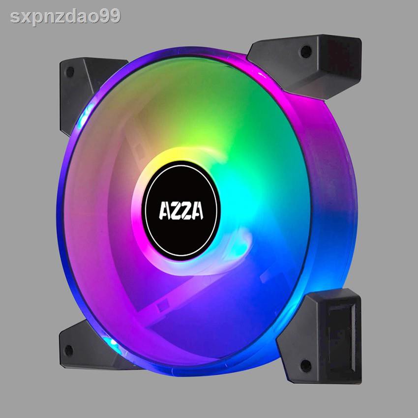 24 ชั่วโมงรุ่นล่าสุดของปี 2021 รับประกัน ☎AZZA PWM Fan Case 120mm. HURICANE II Dual Ring Digital RGB - Black