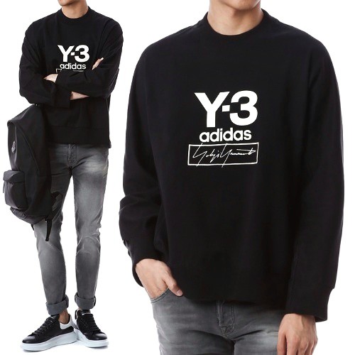 Adidas Y3 เสื้อกันหนาว UNISEX พรีเมี่ยม คุณภาพสูง สีดํา Yohji Yamamoto Y-3 Adidas เสื้อกันหนาว คอกลม