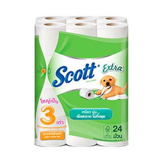 (แพ็ค 24 ม้วน) Scott Extra Super Jumbo Roll Tissue สก๊อตต์® เอ็กซ์ตร้า กระดาษชำระ ความยาว 3 เท่า