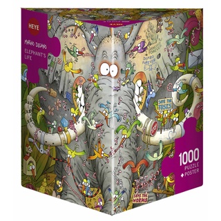 จิ๊กซอว์ 1000 pcs PUZZLE HEYE - ELEPHANTS LIFE (Degano) Triangular Box (+Poster)