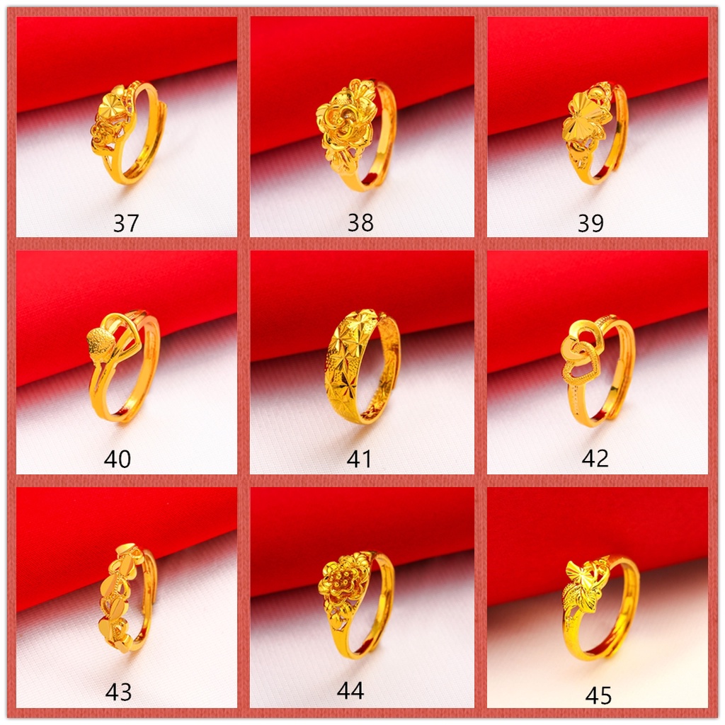 Ga 50 แบบ เครื่องประดับแฟชั่นเกาหลี สเตนเลส ชุบทอง ปรับได้ แหวนหมั้น มินิมอล แหวนรวย สําหรับผู้หญิง