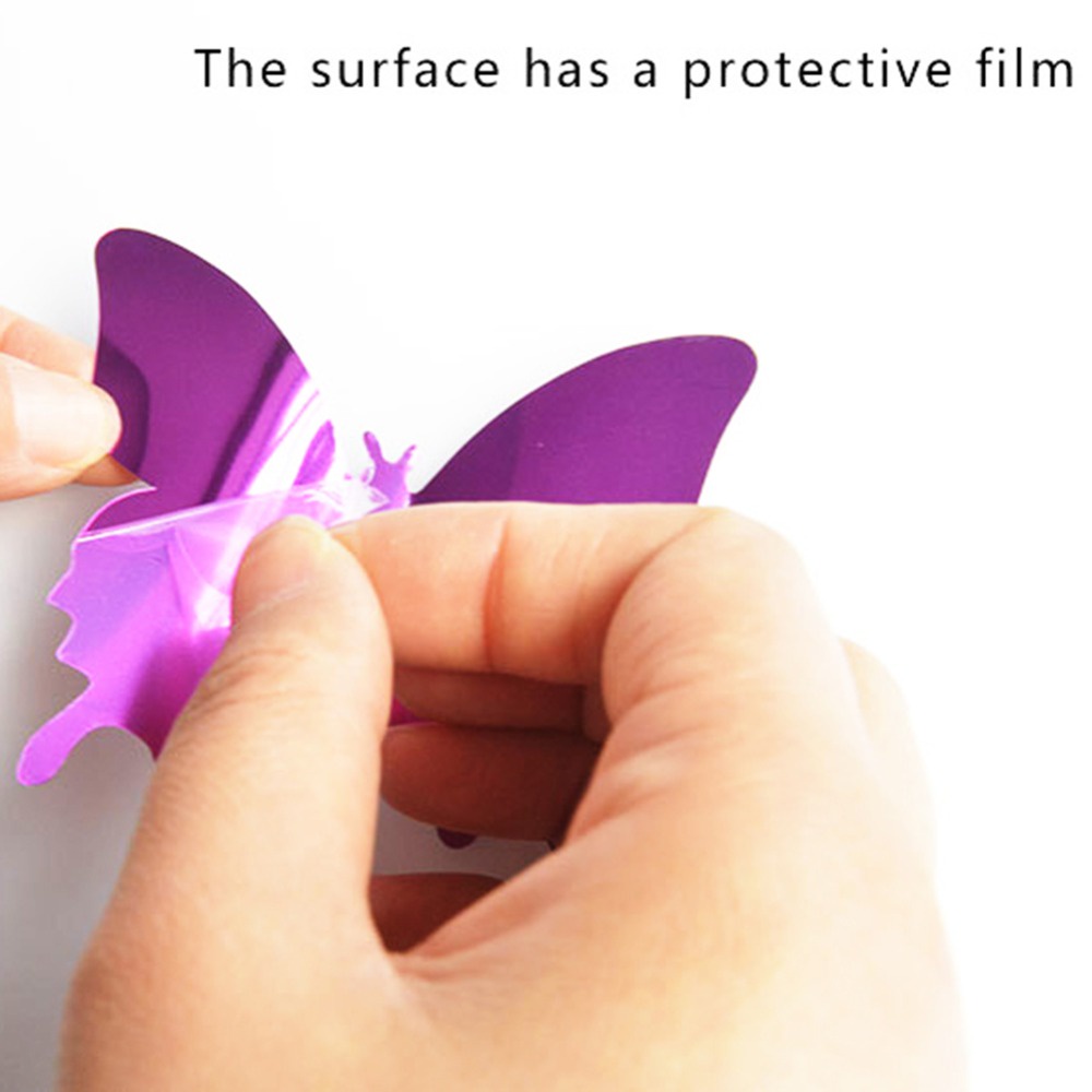 สติกเกอร์กระจก รูปผีเสื้อ 3D ลอกออกได้ สําหรับติดตกแต่งผนังห้องเด็ก งานแต่งงาน 12 ชิ้น ต่อล็อต