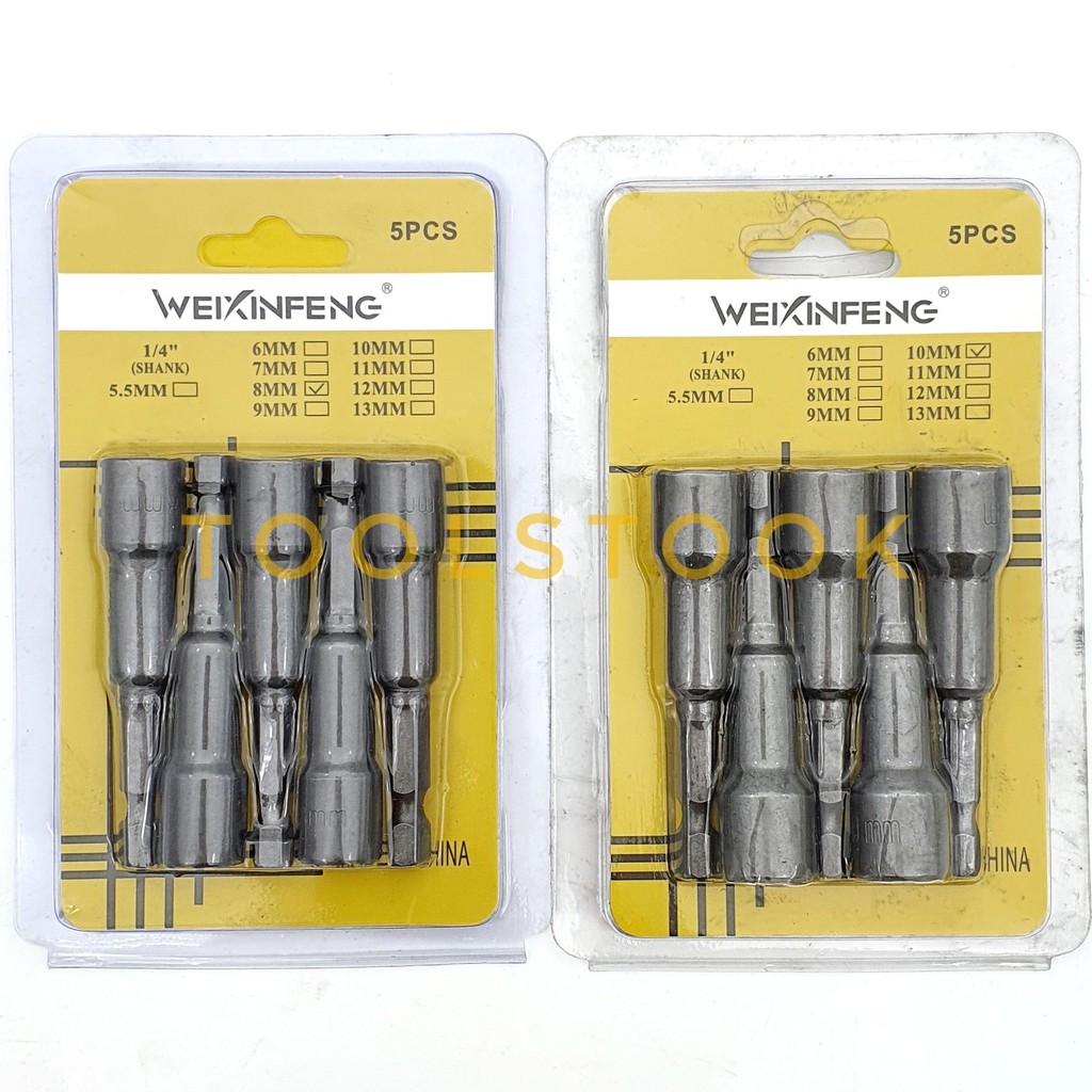 บล็อกยิงหลังคา ดอกขันสกรูปลายสว่าน หัวแม่เหล็ก แพค5ดอก ขนาด 8mm. 10mm. ยาว65mm"