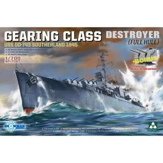 พลาสติก โมเดล ประกอบ TAKOM สเกล 1/700 GEARING CLASS DESTROYER USS DD-743 SOUTHERLAND 1945 (FULL HULL) (+ BONUS 1/72 MK.3