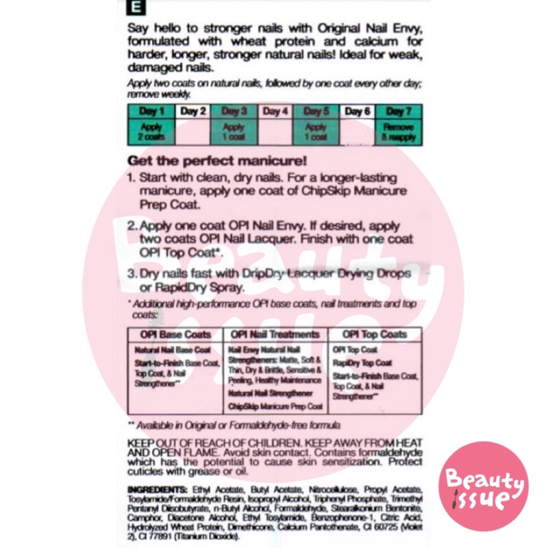 OPI nail envy nail strengthener มีหลายสูตร ไอเท่มที่คนรักเล็บต้องมี!! บำรุงเล็บและสามารถทาเป็นเบสได้เลยค่าา แท้💯% - รูปที่ 2