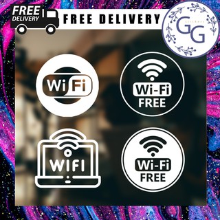 STICKER สติ๊กเกอร์ สัญลักษณ์ FREE WIFI ติดกระจกหน้าร้าน