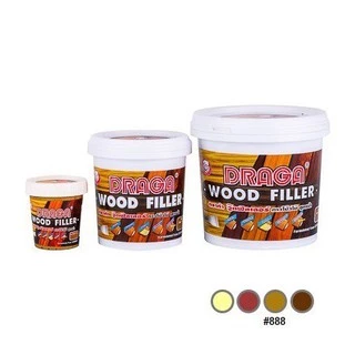 กาวโป๊วไม้ วู๊ดฟิลเลอร์ Draga Wood Filler สูตรน้ำ (ขนาด 500g) กระปุกกลาง 4สี อุดไม้ ทาไม้ โป้วไม้