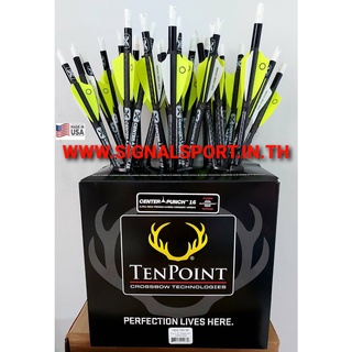 ลูกศรหน้าไม้ Tenpoint EVO-X CenterPunch 16 Carbon Arrows, 16", w/ Alpha-Nocks .001" ความเที่ยวตรงแม่นยำสูงสำหรับหน้าไม้