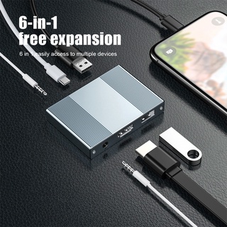 6in1 อะแดปเตอร์แปลงวิดีโอ 1080P HD สายเคเบิล USB Type C HDMI สําหรับหน้าจอมิเรอร์มิเรอร์ แบ่งปันหน้าจอทีวี