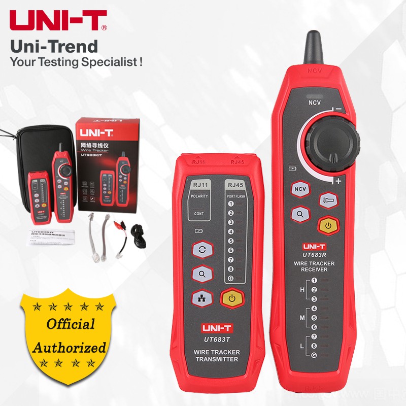 Uni-t UT683KIT อุปกรณ์ติดตามสายเคเบิลเครือข่าย NCV RJ45 RJ11 ป้องกันการรบกวนอัตโนมัติ