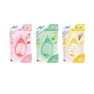 Elfen เทปลบคำผิด 6 ม. รุ่นเจลาโต้ คละสี จำนวน 1 ชิ้น