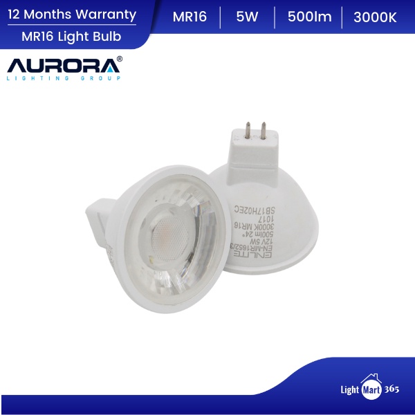 Aurora MR16 COB หลอดไฟ LED 5W ไฟเพดาน ไฟดาวน์ไลท์ ไฟติดเพดาน ไฟติดตา ทรงกลม (วอร์มไวท์ / คูลไวท์ / เดย์ไลท์)