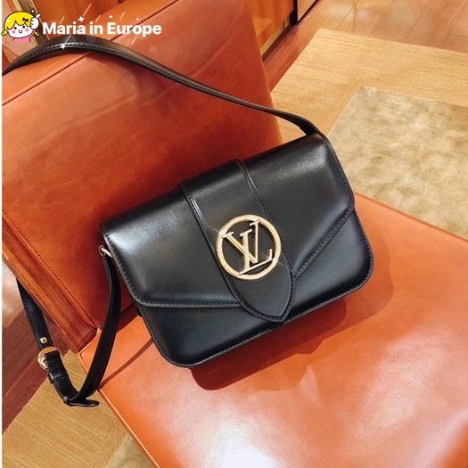 Maria LV /Louis Vuitton Pont 9 Black Leather Crossbody Handbag Shoulder Backpack Slouchy Bag M55948