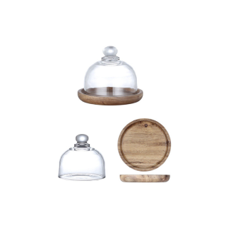 โปรโมชั่น : ถาดไม้วางขนมหวาน พร้อมฝาครอบ สีใส สำหรับใส่อาหาร