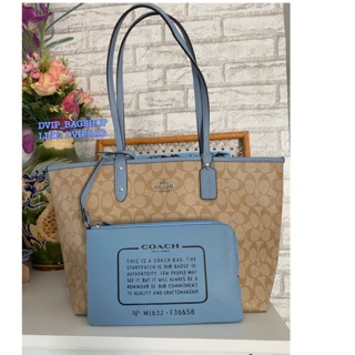 Coach Reversible Signatual City Tote แท้ COACH FACTORY