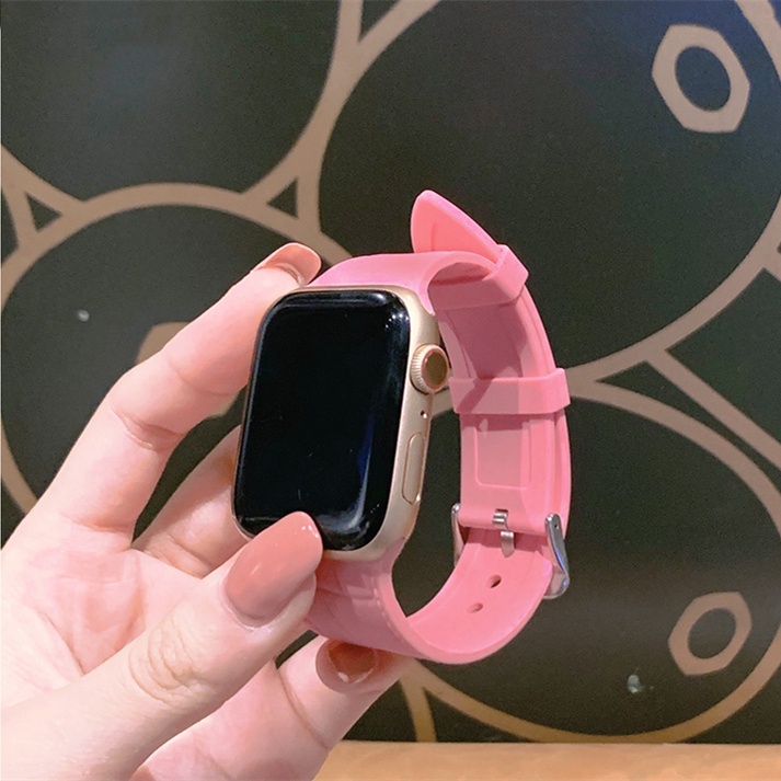 สายนาฬิกาข้อมือซิลิโคน แบบนิ่ม ลายไม้ไผ่ สําหรับ Smart Watch Series 7 6 SE 5 4 3 2 1 45 มม. 41 มม. 38 มม. 42 มม. 40 มม. 44 มม.