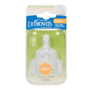 Dr.Browns : DRB382-GBXจุกนม Level 3 สำหรับขวดคอกว้างLevel 3 Silicone Wide-Neck "Options" Nipple, 2pk.