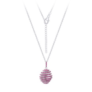 SILVER THAI Ruby cubic zirconia spiral pendant nest silver necklac จี้สร้อคอรังผึ้งแบบเกลียวใส่เพชรczสีชมพูเงินแท้