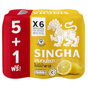 Singha Lemon Soda 330ml. Pack 6