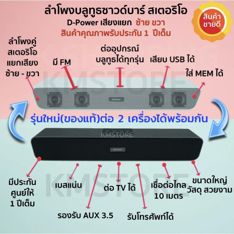 ร้านนี้ถูกสุด ส่งไว ของแท้ dpower M55 ตัวใหม่แทน M100  ดีกว่า b90 ลำโพงบลูทูธซาวด์บาร์ dpower b90 ให