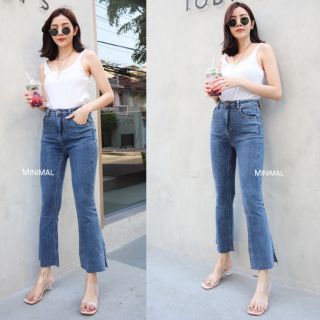 Minimal#ยีนส์ยืดขาบานผ่าข้าง มี S-L