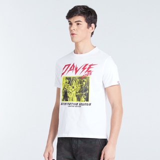 HH DAVIE JONES เสื้อยืดพิมพ์ลาย สีขาว Graphic Print T-Shirt in white TB0159WH เสื้อยืดผ้าฝ้าย