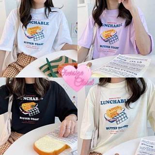 เสื้อยืดผู้หญิง(ลดทันที 27.- ใส่โค้ด WWHQAF) พร้อมส่ง 🥞 เสื้อยืด เสื้อโอเวอร์ไซส์ พิมพ์ลาย Lunchable 🥞