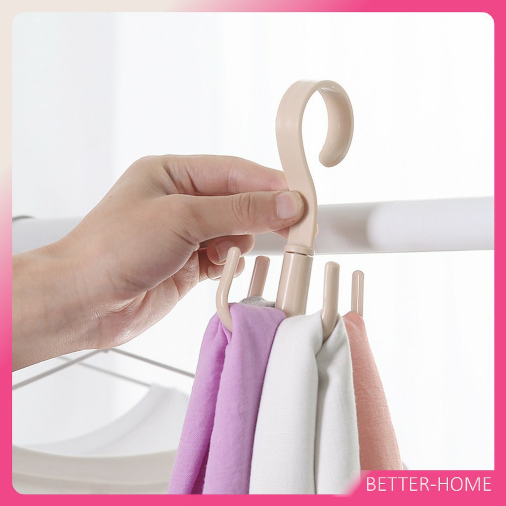 ที่แขวนของแบบตะขอ 4 แฉก หมุนได้ 360 องศา ที่แขวนของแบบตะขอ คละสี / 4 Position Cloth Hanger - รูปที่ 3